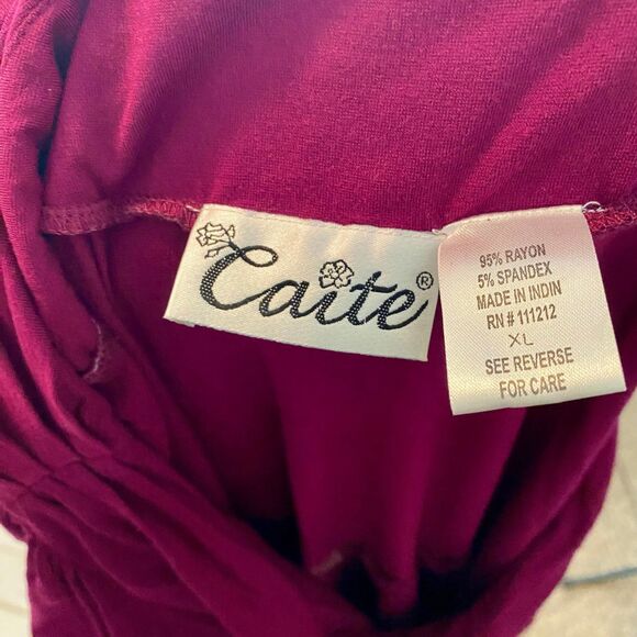 Caite Raspberry Floral Embroidery Rayon Spandex Cowl Neck Dress - Picture 7 of 12